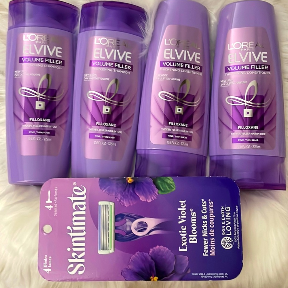 4 Loreal Elvive Shampoos and 1 Skintimate Women’s Razor 4 Pack